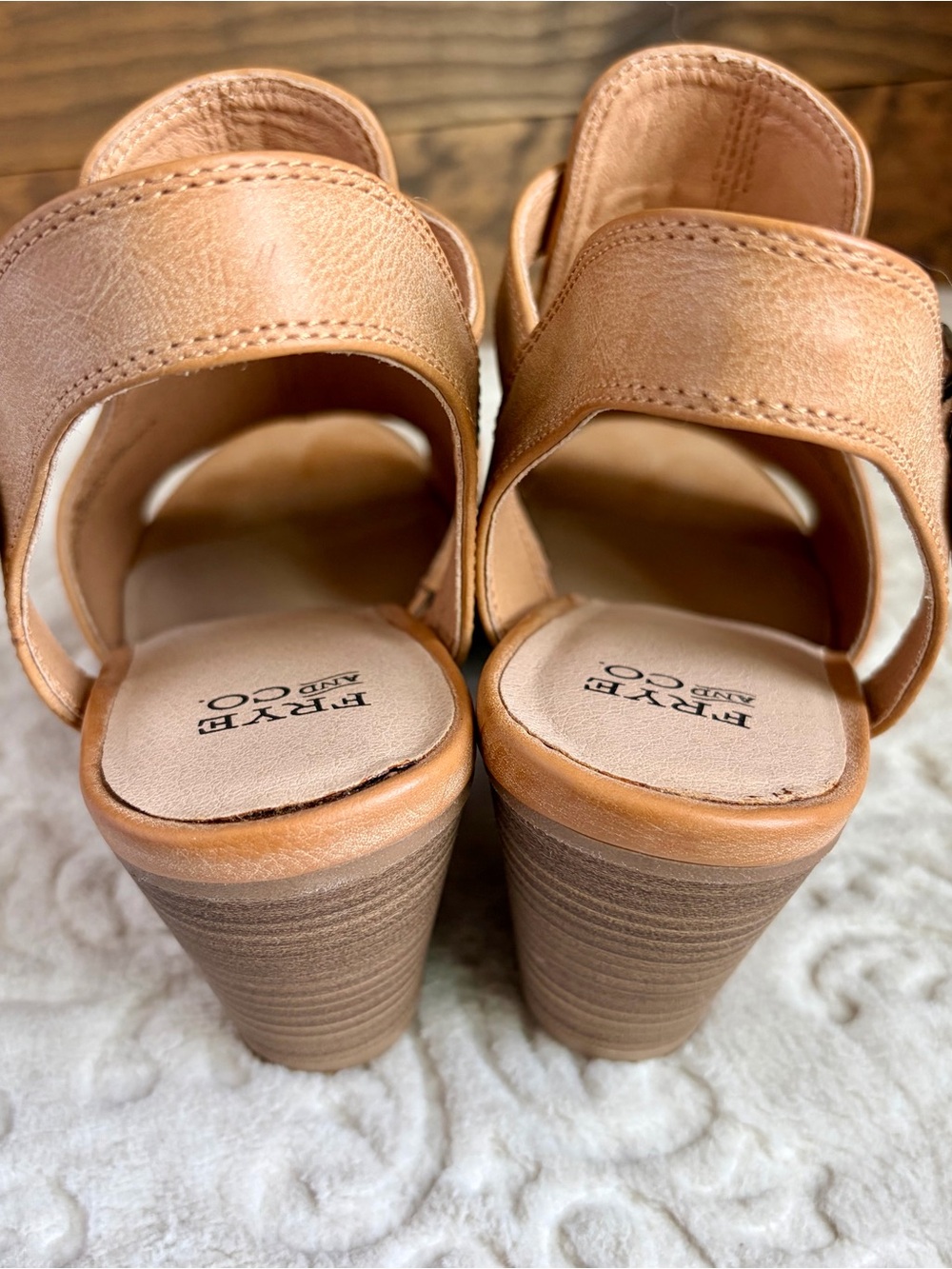Frye and Co Sandals Gaia Tan Ankle Women Sz 10 Strap Block Heel Neutral Boho EUC - Picture 7 of 13